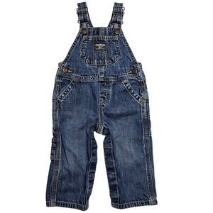 OshKosh Overalls Toddler Size 12 mo Blue Denim Carpenter Vestbak Bib Style Pants